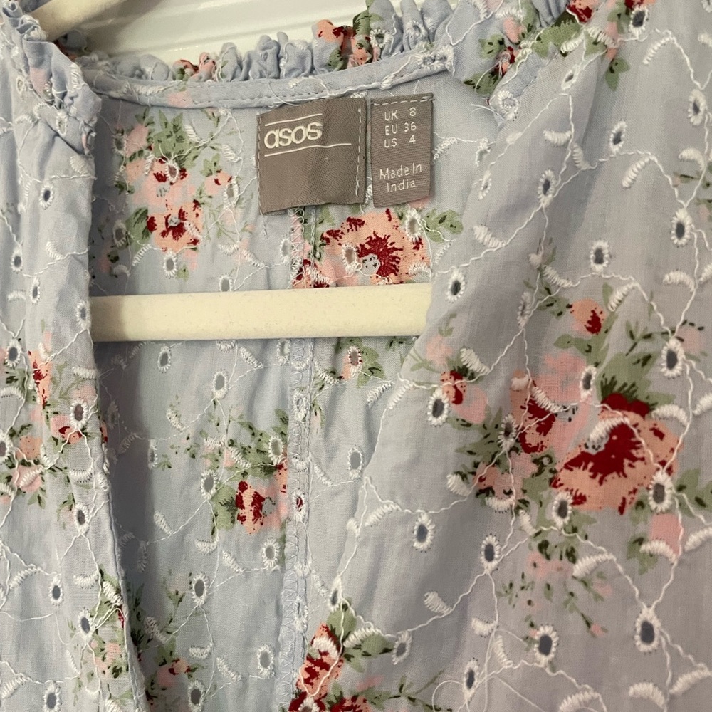 ASOS Blue Floral Embroidered Dress - Picture 7 of 12